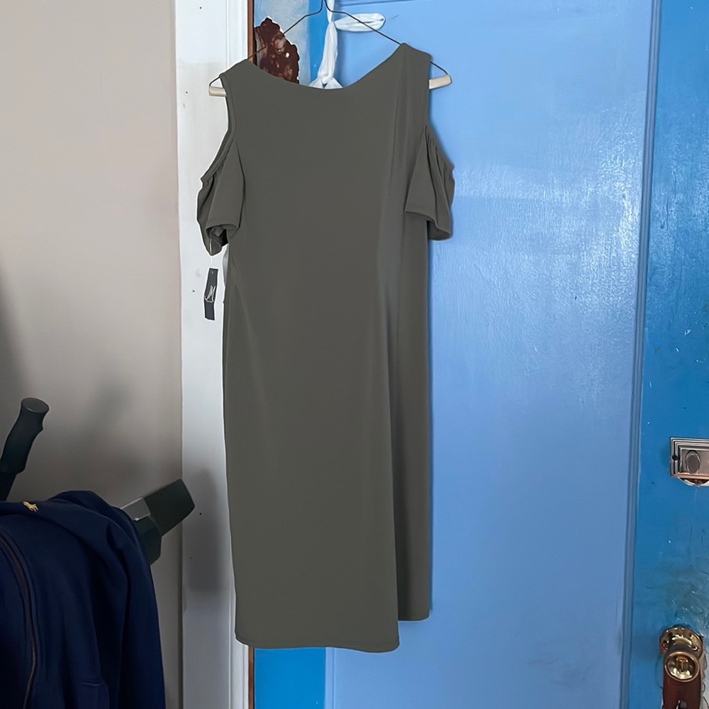 Hunter green dress with necklace attached